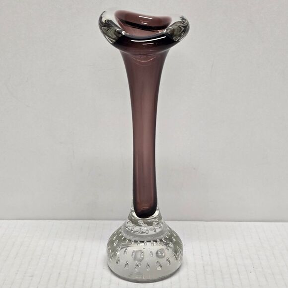 Aseda Glasbruk Bullicante Swedish Art Glass Bone Vase Jack In The Pulpit VTG 60s - Picture 1 of 8